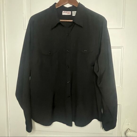 Joanna Plus Vintage Boyfriend Black Button Up Blouse - Picture 2 of 13